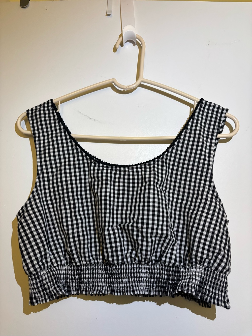 Black & White Gingham Cropped Tank Top